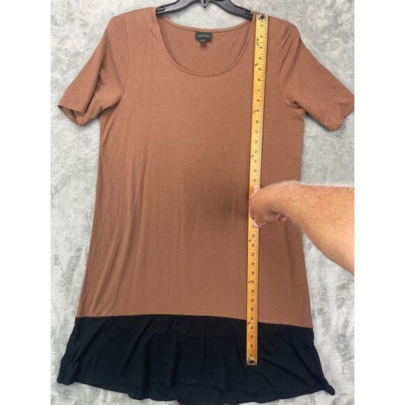 J Jill Women's Wearever Dress Brown Black Large Short Sleeve Stretch Shift - Picture 3 of 8